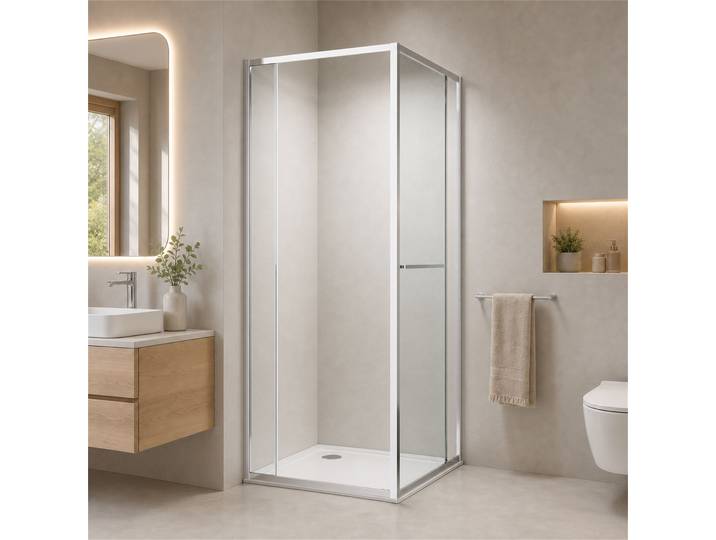 Eckdusche OTTO HOME Vinci , transparent (weiß, neutral), B:90cm H:195cm T:90cm, Duschkabinen, Eckdusche, Schwingtür für maximal mögliche Einstiegbreite, Doppelrollensystem
