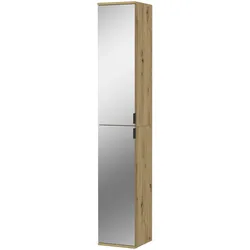 SCHUHSCHRANK Eiche 30 x 193 cm, schmaler Flurschrank mit Spiegeltüren