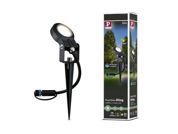 Paulmann 93934 Plug & Shine Spotlight Sting IP67 3000K 6W 24V Ausstrahlwinkel 100° 93934 LED Aussenbeleuchtung Erdspieß Gartenbeleuchtung