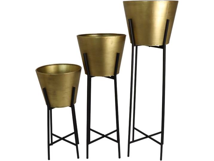 Blumentopf 3er-Set Bloem - Farbe: gold - Material: Metall - Blumentopf 3er-Set