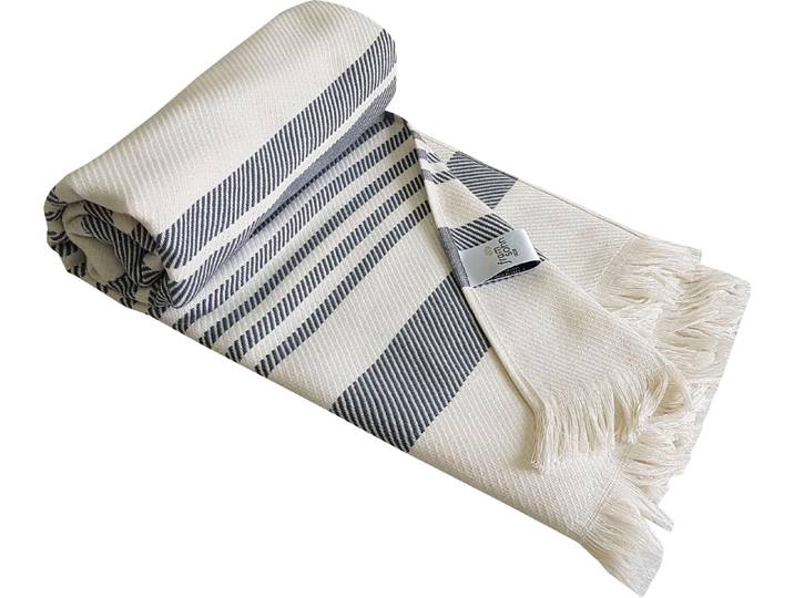 Hamamtuch FRAMSOHN FROTTIER Boho Living - Steifen Muster , grau (beige, anthrazit, grau), B:100cm L:180cm, Hamam Frottier, Baumwolle, Handtücher, Hamamtuch, 100x180, gestreift & mit Fransen, ideal als Strandtuch, Sauna, Reise