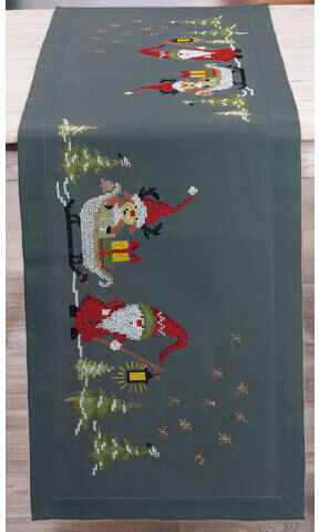 Stickläufer "Santa & Rentier"