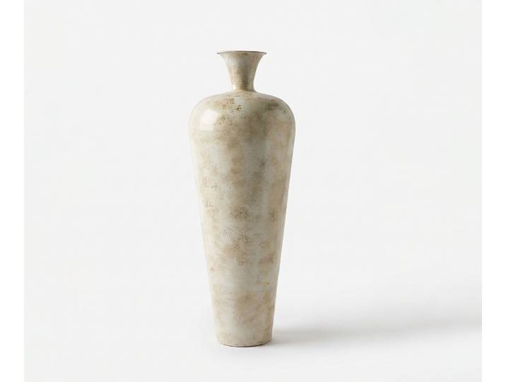 Vase Marvella B27 x T27 x H78 cm Metall Alabaster Gold Handgemacht, Wohnaccessoires