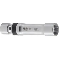 BGS Zündkerzen-Gelenkeinsatz Zwölfkant mit Haltefeder Antrieb Innenvierkant 10 mm (3/8") SW 16 mm - 2391