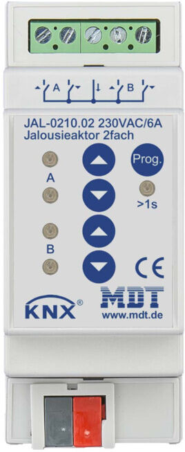 MDT technologies Actionneur de volet roulant 2 canaux REG, 10A, 230VAC JAL-0210.02 (JAL-0210.02)
