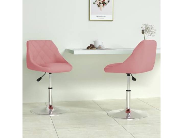 KGHFDVB 2 STK. Drehbare Esszimmerstühle Rosa Samt mit Stahlgestell Samtbezug, verchromtes Stahlgestell, Gasdruckfeder, 360 Grad drehbar, höhenverstellbar