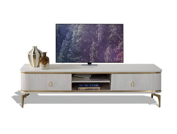 Xlmoebel Lowboard TV-Lowboard von XLMOEBEL mit geriffelten Fronten und Schubladen (Lowboard, 1 St., TV-Lowboard), Made in Europa
