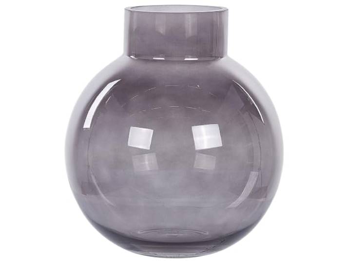 Beliani Blumenvase Grau Glas Deko Bauchig mit Breiter Öffnung Modern Glänzend, Benötigt keine Montage, 17 x 17 x 22 cm