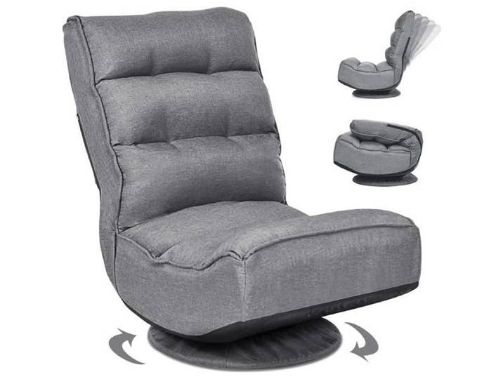 RELAX4LIFE Chaise de Sol Pliable Réglable en 5 Positions Fauteuil au Sol en Fer à 360° Chaise de Meditation pour