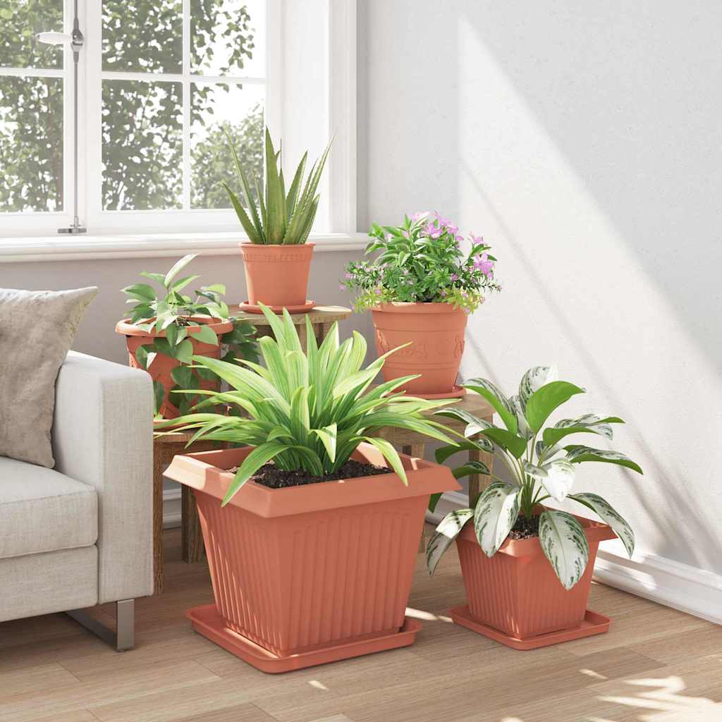 vidaXL Pot de Fleurs Carré 6 pc Rouge brique 43 x 43 x 33,5 cm