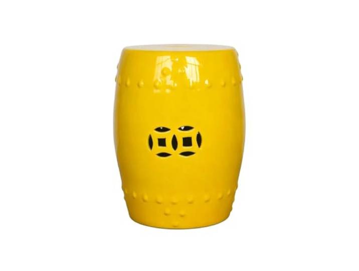 Keramik-Gartenhocker For Drinnen Und Draußen, Terrassendekoration, Einfarbig, Ohne Muster, Wasserdichter, Langlebiger Sitz Oder Beistelltisch For Hof, Wohnzimmer – Dekoratives Akzentstück(Yellow1)