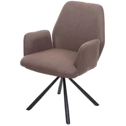 Décoshop26 - Esszimmer-/Bürostuhl mit braunem Stoffbezug Stahlrahmen und einem drehbaren Design im Retro- und modernen Stil 04_0002275