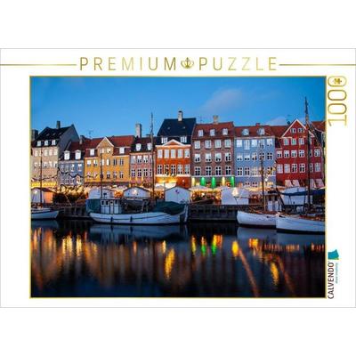 CALVENDO Puzzle Nyhavn-Kanal bei Sonnenuntergang, Kopenhagen, Dänemark | 1000 Teile Lege-Größe 64x48cm Foto-Puzzle für glückliche Stunden