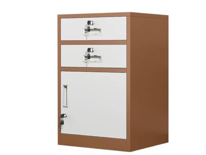MYRTFK Abschließbarer Aufbewahrungsschrank, Metall, abschließbar, Organizer Verstellbare Einlegeböden und Schubladen – sicherer schwarzer Büroschrank für übersichtliche(Brown,2Drawer)