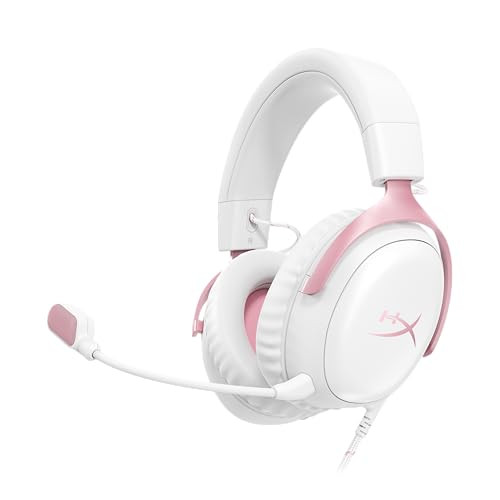 HyperX Cloud III Gaming-headset met microfoon, Wit-roze