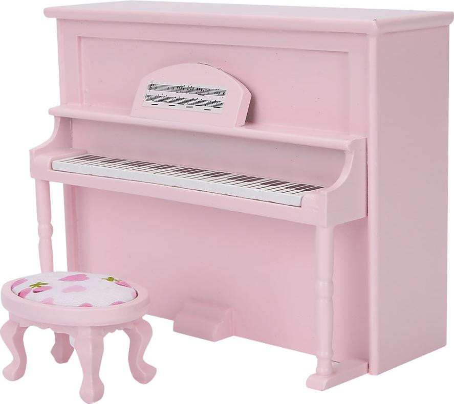 Gistuch Mini-pianomodel met krukje, poppenhuisaccessoires, roze