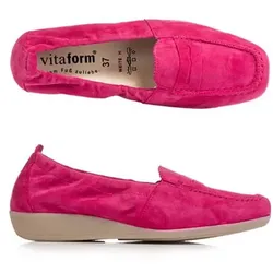 VITAFORM Damen-Mokassin Samtziegenleder Trense Keilsohle