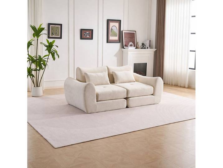 Vankel Sofa Sofas Wohnzimmer, modulares 2-Sitzer Sofa aus Chenille, Flexibel, rutschfest, werkzeuglos und bequem gepolstert