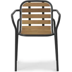 Vig Gartenstuhl schwarz aus Holz mit Armlehnen