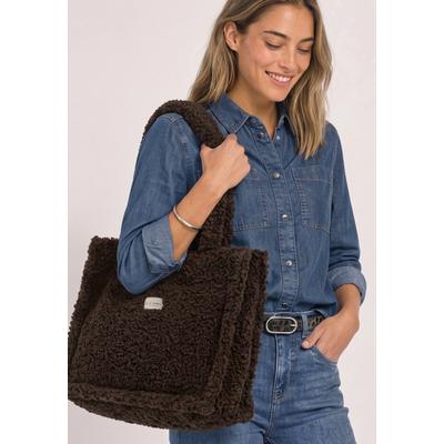Shopper STREET ONE, Damen, braun (auburn braun), Stoff, Polyester, Taschen Shopper, in Teddyfell Optik