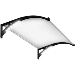 Wasabi - Vordach Haustür 150x100cm – Polycarbonat 5,2mm – PP-Halterungen + Glasfaser – Solar-LED-Licht – Einfache Montage