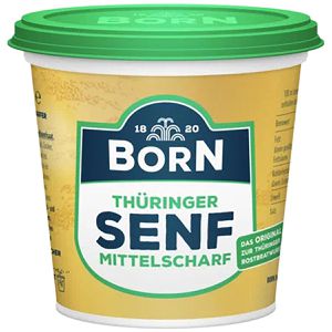 Born Senf Thüringer Senf mittelscharf, fein, aus Thüringen, ohne Konservierungsstoffe, im Becher, 200 ml