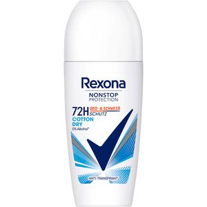 Rexona Antitranspirant NonStop Protection Cotton Dry, 72h Schutz, für Damen, ohne Ethylalkohol, Roller, 50 ml