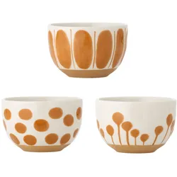 Bloomingville Linora Schalen 3er Set Steingut, Braun, 8 cm, Ø 12.5 cm
