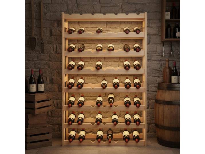Support pour 56 bouteilles de vin, en bois de pin
