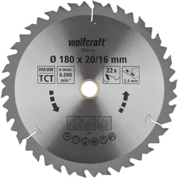 wolfcraft, Sägeblatt, 1 Kreissägeblatt HM, 22 Zähne ø180mm