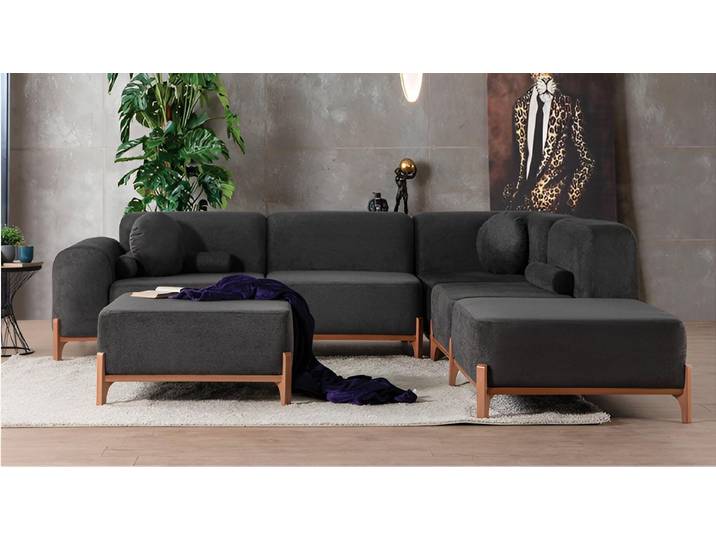 JVmoebel Ecksofa Schwarzes L-Form Polstercouch aus hochwertigem Material, 1 Teile