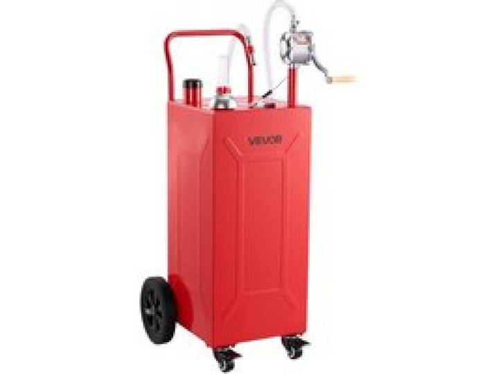 VEVOR 113,6L Kraftstofftrolley Mobile Tankanlage mit Manueller Pumpe Rot, Tragbarer Kraftstoffbehälter für Auto Rasenmäher Boot, Mit 4 Rollen & Ölstandsanzeige, Für Benzin & Diesel, Kohlenstoffstahl