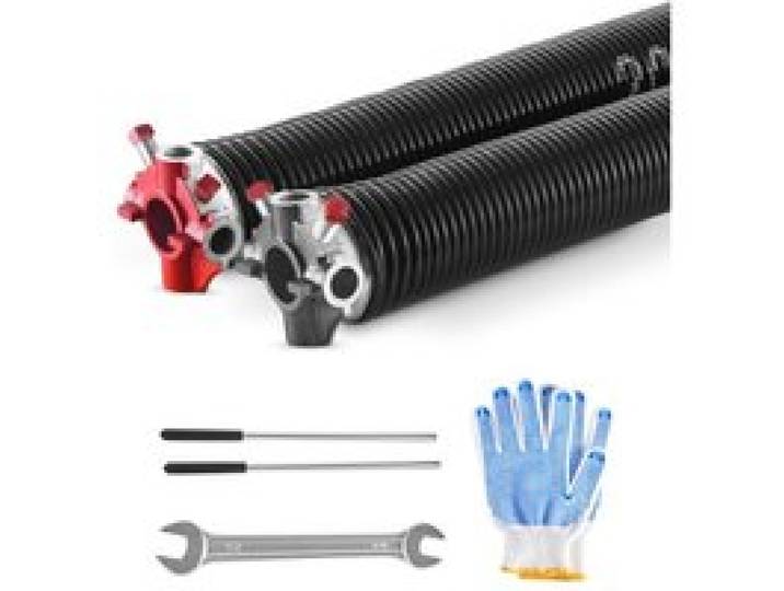 VEVOR Torsionsfedern für Garagentore (Φ 5,26 x Φ 50,8 x 618 mm) 16000 Zyklen, schwarz beschichtet zum Auswechseln, Garagentorfedern mit rutschfesten Wickelstäben & Handschuhen & Montageschlüssel
