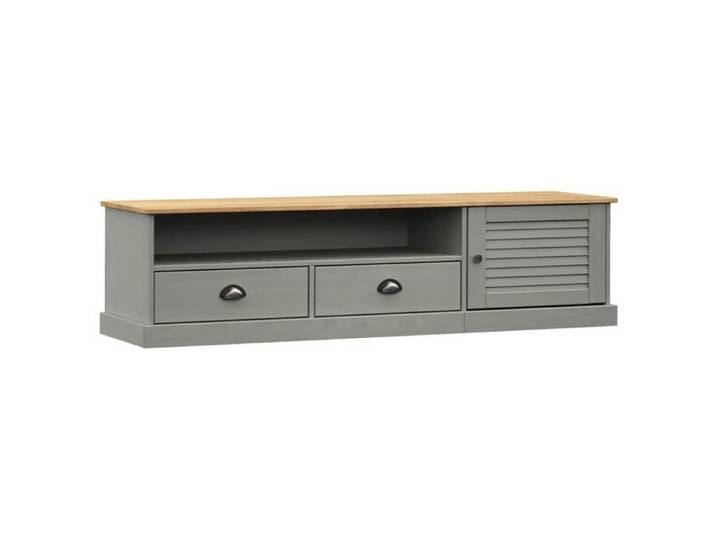 Meuble TV VIGO gris - - 156x40x40cm - bois d'ingénierie - 2 tiroirs - 1 compartiment - Compartiment ouvert 82980345310