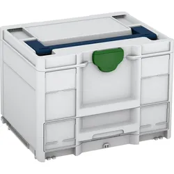 Tanos systainer3 Combi M 287 lichtgrau (RAL 7035), Verschluss smaragdgrün (RAL 6001), Griff saphirblau (RAL 5003) - 83550047.142