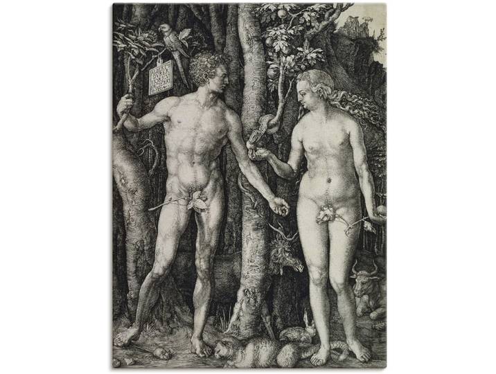 Leinwandbild ARTLAND Adam und Eva. 1504 , schwarz (farbe bild(er): schwarz), B:60cm H:80cm, Bilder, Leinwandbild, auf Holzrahmen gespannt