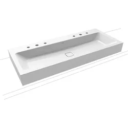 Kaldewei CONO Wand-Doppelwaschtisch, alpinweiß matt, 1200x500 mm, Randhöhe 120 mm, Perl-Effekt, Antidröhn, 2x3HL-Bohrung, ohne Überlauf