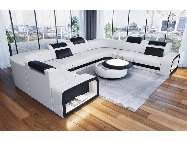 Mini Sofa Foggia U-Form aus Leder