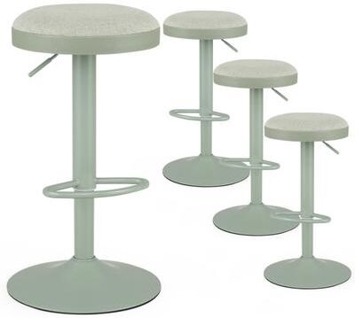 Costway Set of 4 Kitchen Bar Stools with Height Adjustment Padded Seat and D-Shaped Footrest-Green