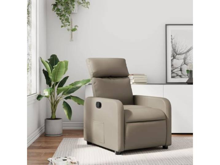 HEFZGDB Relaxsessel in Cappuccino-Braun mit manueller Liegefunktion, Kunstleder Bezug und praktischer Seitentasche – bequemer Ruhesessel mit Verstellbarer Rückenlehne für maximalen