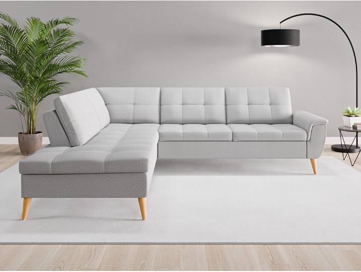 Ecksofa Rio Nr. 3 links - Grau (Lichtgrau) - Softwolle