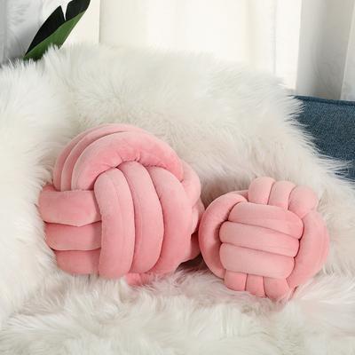 Lush Living Finds Luxury Glossy Accent Pillow With Tassel Details, Braided Cord Knot Ball Cushion For Sofa, Bohemian Style Throw Pillow pink