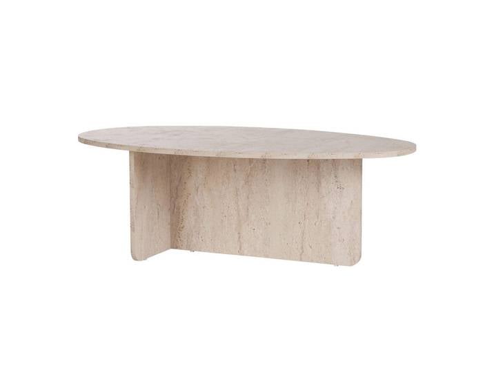 Mid.you Couchtisch, Creme, Travertinoptik, Freiform, 40x65x120 cm, Wohnzimmer, Wohnzimmertische, Couchtische