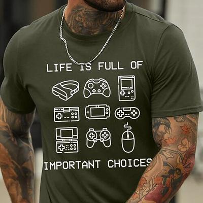 Herren Kurzarm Retro Gaming Grafik T-Shirt Das Leben ist voller wichtiger Entscheidungen
