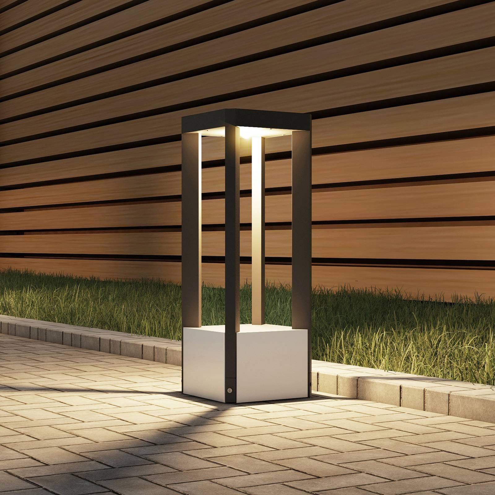 Lucande Kalisa LED Sokkellamp Buiten - Grijs - Aluminium en Plastic - Modern