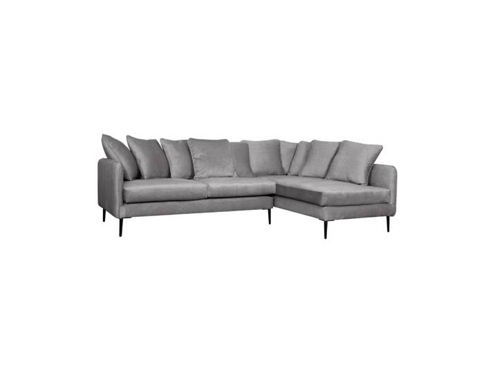 Canapé en velours 5 places angle droit gris