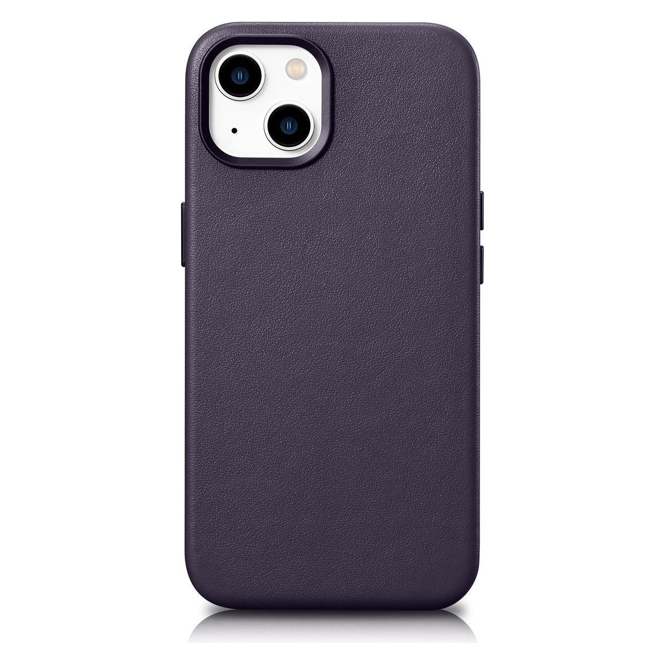 iCarer icer Case Lederhülle für iPhone 14 Plus Dunkellila (MagSafe) (Apple iPhone 14 Plus) (WMI14220707-DP)