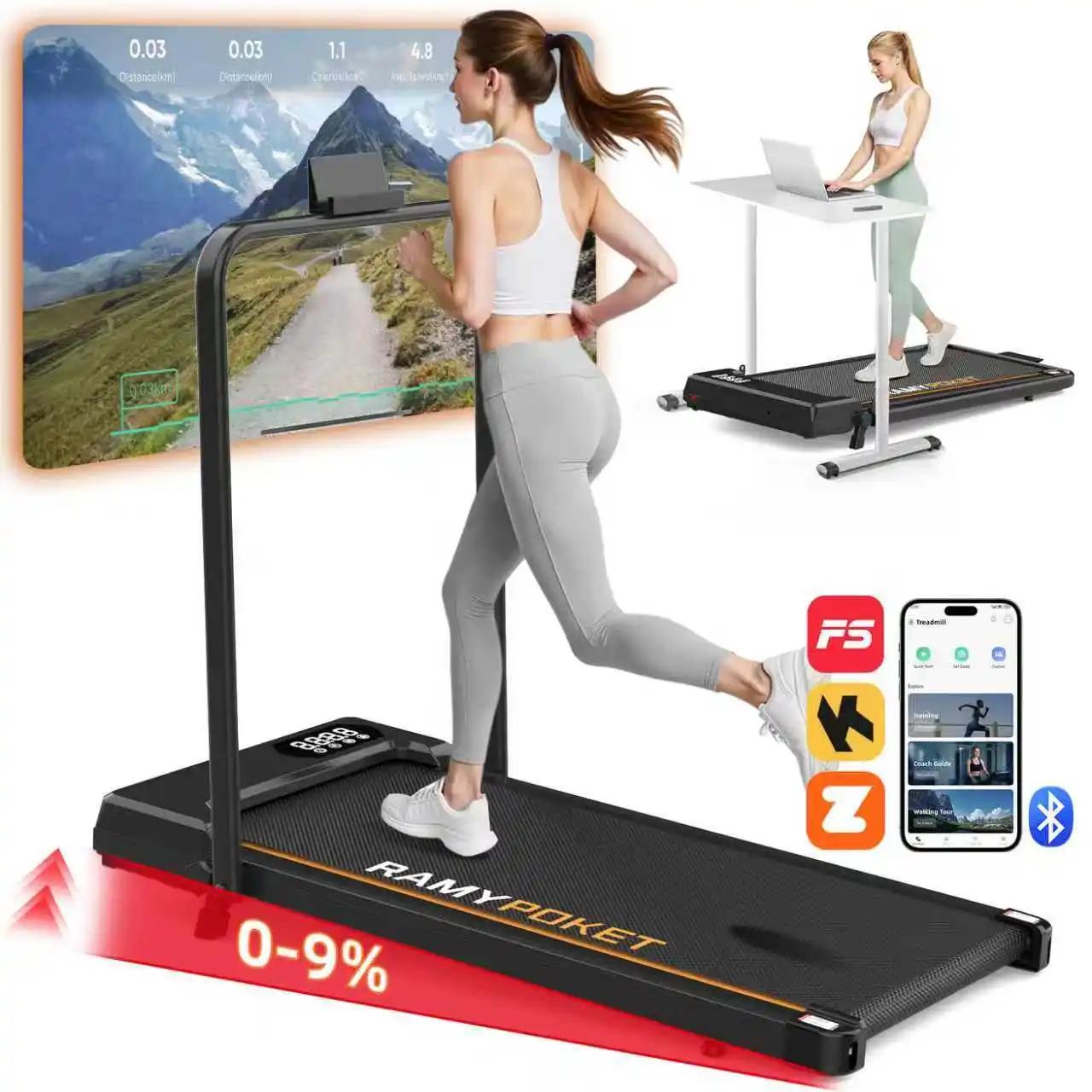 Walking Pad Laufband - Elektrisches Heimtrainer Laufband - 9 % Steigung - 1,9 kW Motor - 1-10 km/h - App-Steuerung & LED-Display - Klappbar - 150 kg Belastung