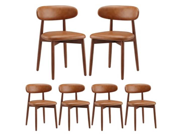 COLAMY Stühle Esszimmer 6er Set, Esszimmerstuhle Küchenstühle Hochdichter Schaumstoff, Atmungsaktives PU-Leder, Gepolsterte Sitzfläche, Sitzstuhl für Küche Wohnzimmer Haushalt & Café, Braun