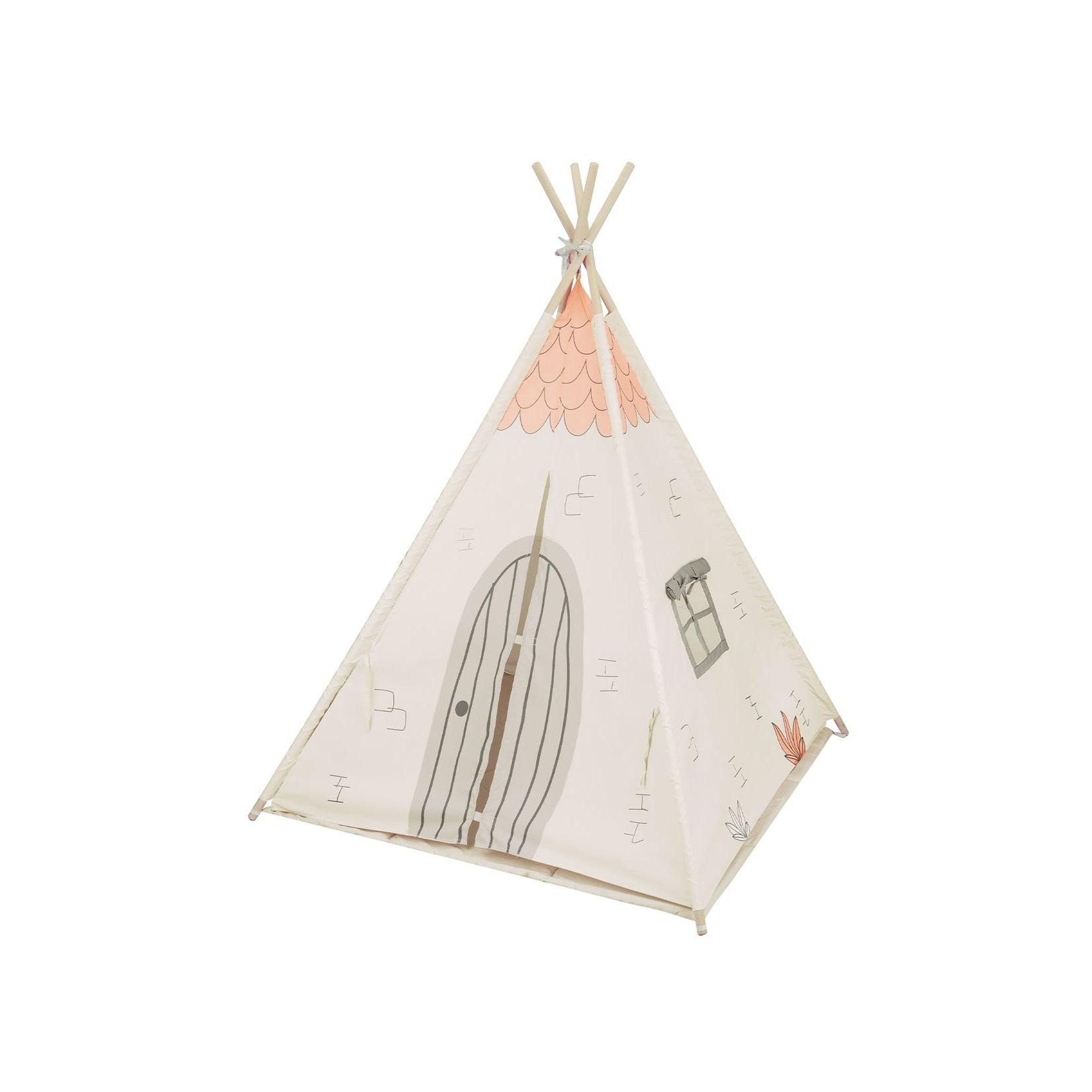 Kikka boo Kinder-Spielzelt Tipi weiche Bodenmatte, Türe zum Öffnen und Schließen beige
